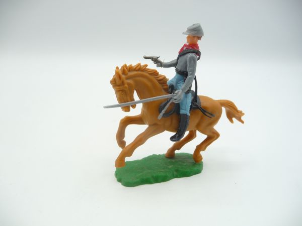 Elastolin 5,4 cm Südstaatler zu Pferd mit Säbel + Pistole