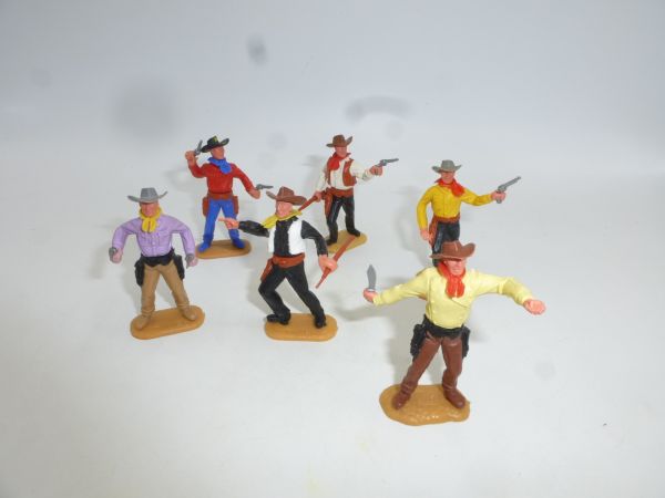 Timpo Toys Gruppe Cowboys 2. Version zu Fuß (6 Figuren)