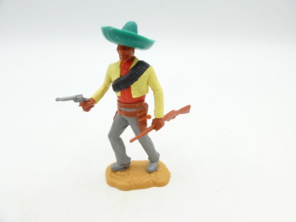 Timpo Toys Mexikaner stehend mit Pistole + Gewehr, hellgelb/rot