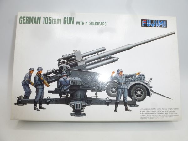 Fujimi German 105 mm Gun with 4 Soldiers, No. 76024 - orig. packaging, on cast