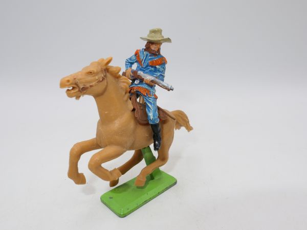 Britains Deetail Cowboy on horseback, shooting rifle sideways - great horse