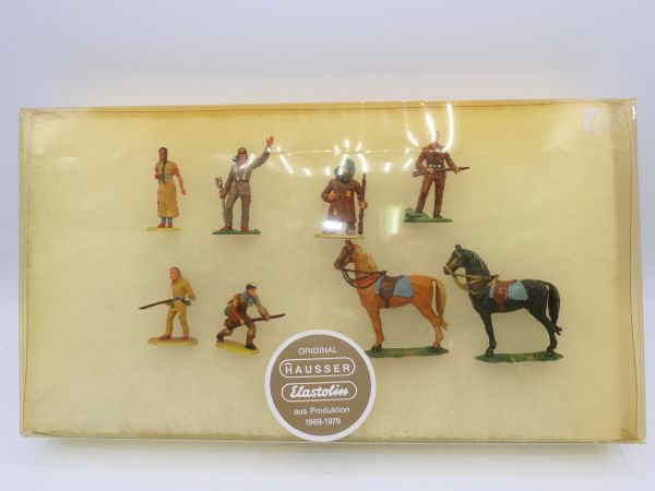 Elastolin 4 cm Group from Karl May series incl. 2 standing horses (8 pieces)