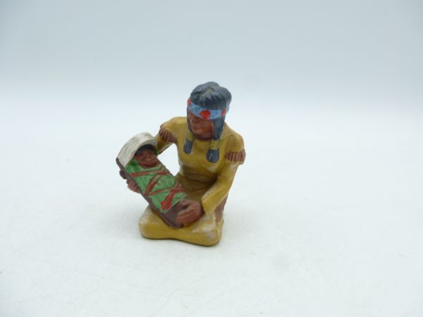Elastolin 7 cm Indianerin sitzend mit Kind, Nr. 6833