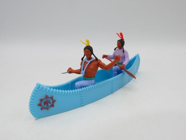 Timpo Toys Kanu blau / rotes Emblem mit 2 Indianern 3. Version