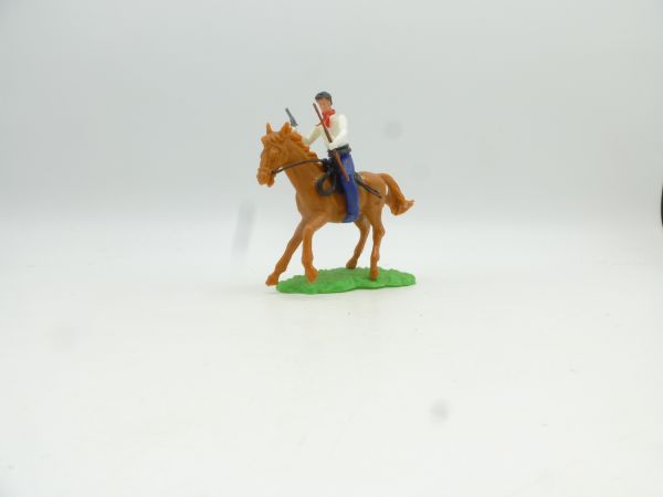 Elastolin 5,4 cm Cowboy riding with pistol + rifle - rare horse