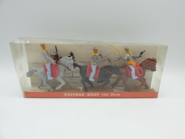 Plasty 3 Confederate Army soldiers riding - in original box