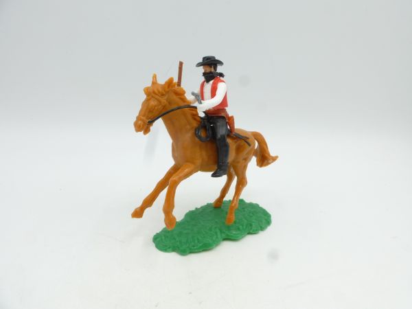 Elastolin 5,4 cm Bandit zu Pferd mit Pistole, Gewehr + Gesichtsmaske