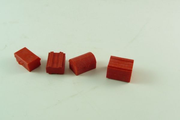Timpo Toys 4 rote Gepäckstücke mit Maserung