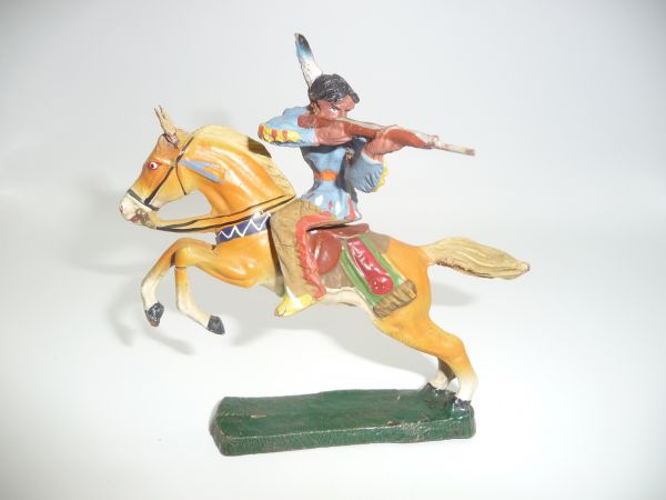 Elastolin Composition Indian on horseback firing backwards with rifle