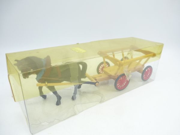 Elastolin 7 cm Farm Series: grid wagon with horse - rare, in box