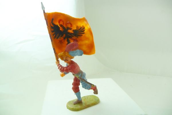 Elastolin 7 cm Landsknecht storming with flag, No. 9025