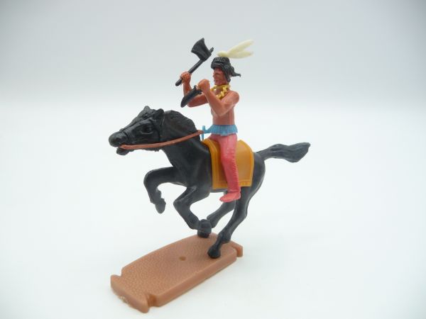 Plasty Indian riding with knife + tomahawk