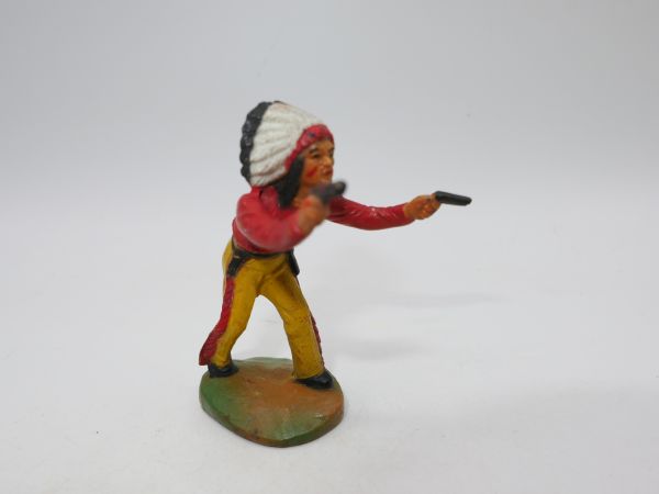 Clairet Indian advancing, shooting 2 pistols