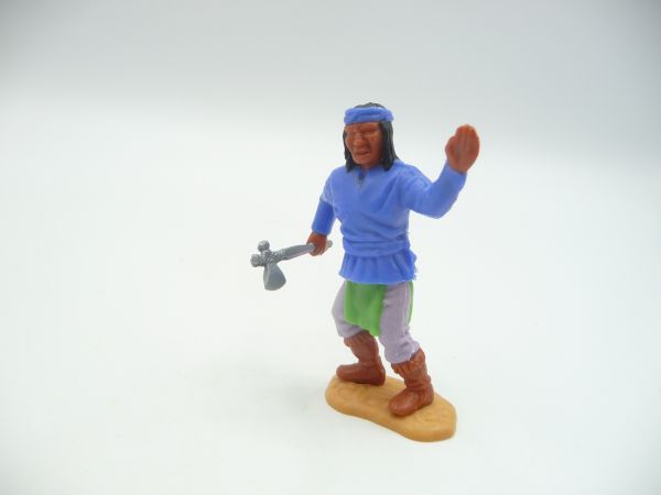 Timpo Toys Apache standing medium blue with tomahawk