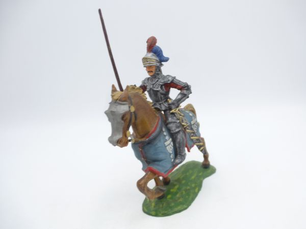 Elastolin 7 cm Ritter zu Pferd, Lanze hoch, Nr. 8965 - Bemalung s. Fotos