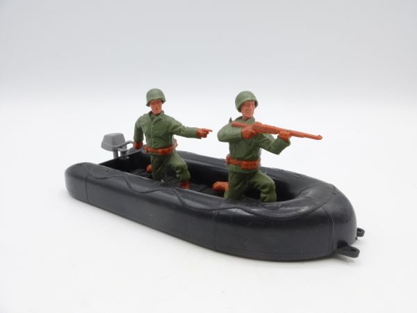 Timpo Toys Schlauchboot (schwarz) mit Amerikanern