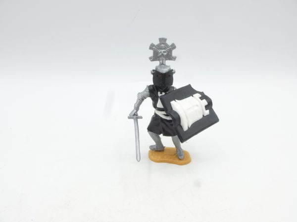 Timpo Toys Visierritter schwarz, stehend mit Schwert + Schild