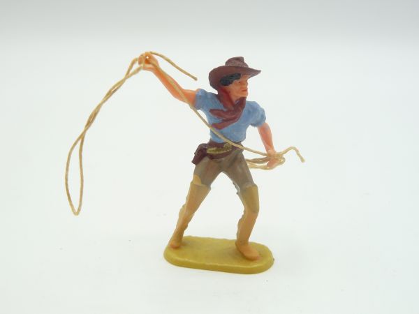 Elastolin 4 cm Cowboy mit Lasso, Nr. 6978 - frühe Figur, sehr guter Zustand