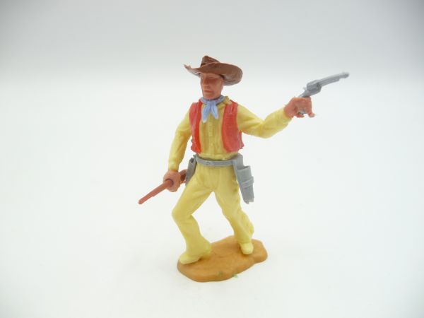 Timpo Toys Cowboy 2. Version stehend mit Pistole + Gewehr - tolle Farbkombi