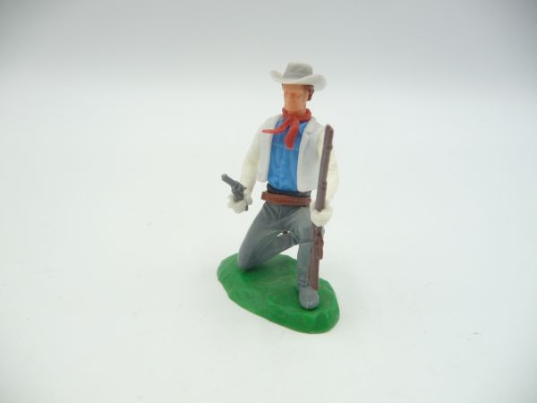 Elastolin 5,4 cm Cowboy kniend mit Pistole + Gewehr