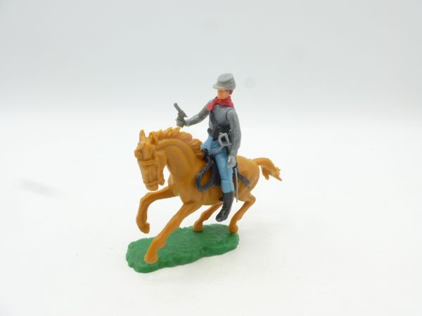 Elastolin 5,4 cm Confederate Army soldier riding with pistol + sabre