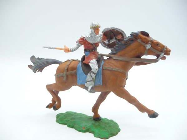Elastolin 7 cm Norman on horseback with axe, No. 8854 - beautiful figure