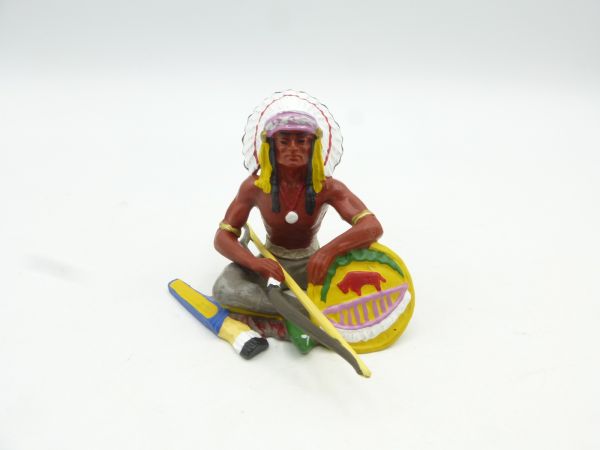 Preiser 7 cm Chief sitting with bow, No. 6839 - brand new in orig. packaging
