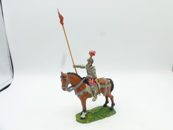 Elastolin 7 cm Lancer on a standing horse, No. 9077