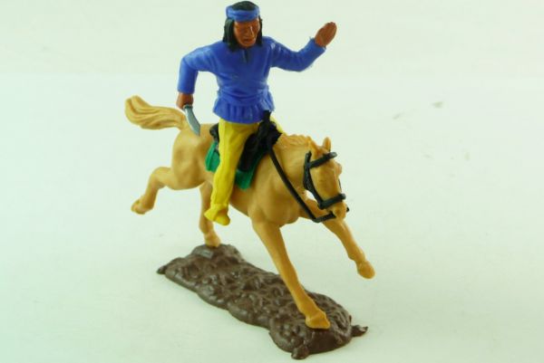 Timpo Toys Apache reitend, dunkelblau mit Messer und seltener Hose