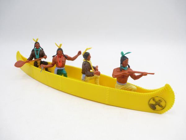 Timpo Toys 4-man canoe (bright yellow with black emblem)