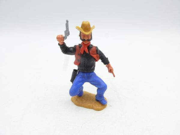 Timpo Toys Cowboy 4. Version hockend mit Pistole + Gewehr