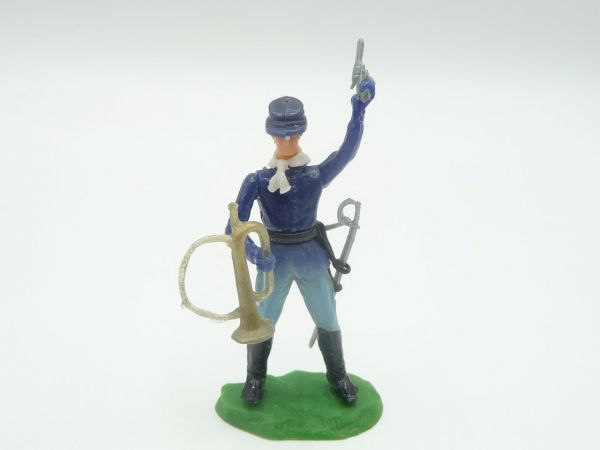 Elastolin 5,4 cm Union Army soldier standing with pistol, sabre + trumpet
