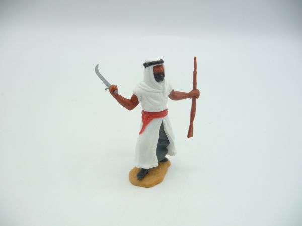 Timpo Toys Arab standing with sabre + rifle (red, black inner robe)