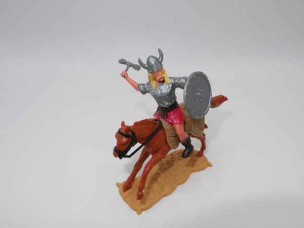Timpo Toys Viking riding with double battle axe + shield (silver)