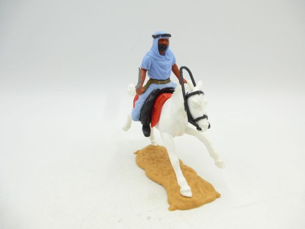 Timpo Toys Araber zu Pferd (hellblau, schwarze Innenhose) mit Krummdolch