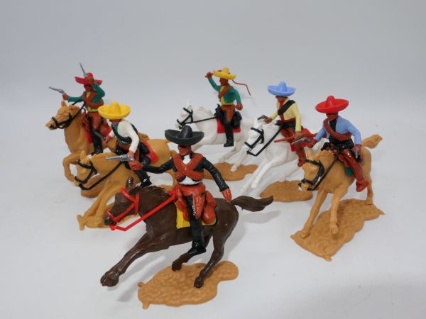 Timpo Toys Set of Mexicans on horseback (6 figures)