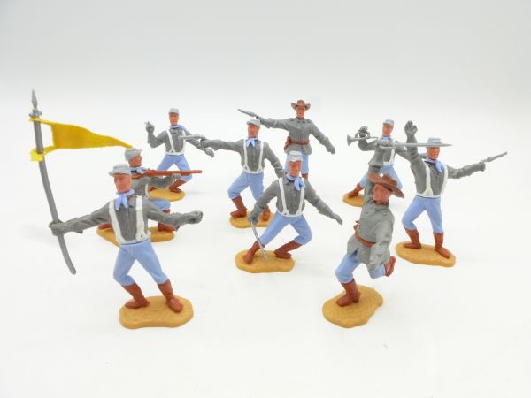 Timpo Toys Complete set of Confederate Army soldiers 2nd version on foot (9 figures)