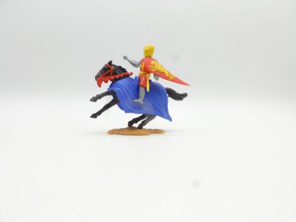 Timpo Toys Mittelalterritter rot/gelb reitend mit Schwert