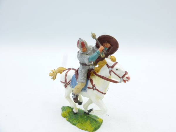 Elastolin 4 cm Norman on horseback with mace, No. 8870