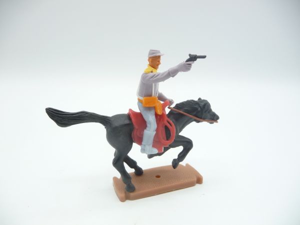Plasty Confederate Army soldier riding, firing with pistol