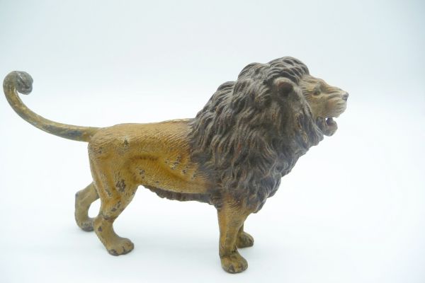 Lineol Löwe stehend, 1931-1940 - frühe Figur, altersentspr. Spannungsrisse