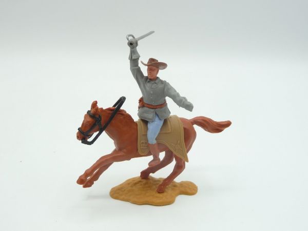 Timpo Toys Confederate Army soldier 2nd version riding, officer striking with sabre