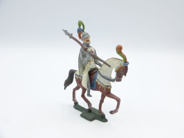 Crusader on horseback, lance shouldered (height 7,5 cm) - great painting