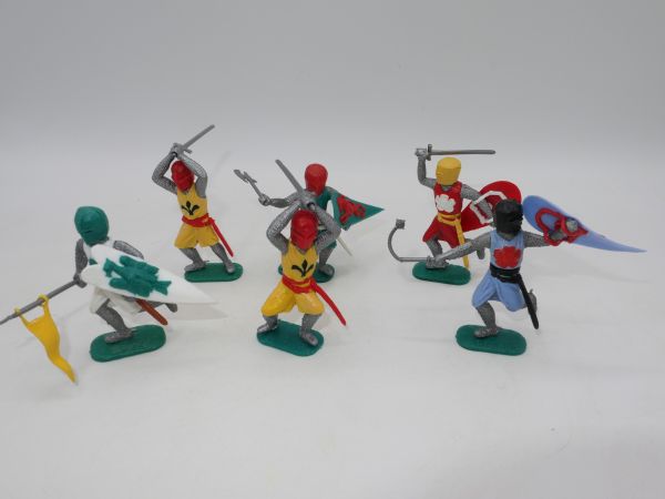 Timpo Toys Gruppe Topfhelmritter (6 Figuren) - Schildschlaufen ok