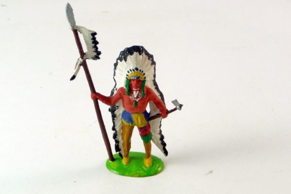 Merten Indianer mit Speer und Tomahawk - Sammlerbemalung
