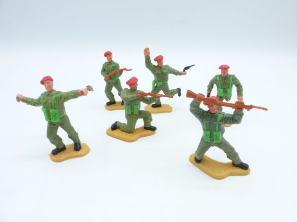 Timpo Toys Satz englische Soldaten mit rotem Barett (6 Figuren)