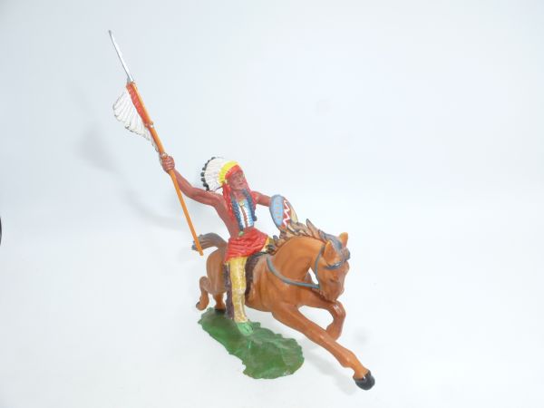 Elastolin 7 cm Chief on horseback with lance, No. 6854 - brand new