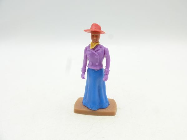 Plasty Bürgerin stehend mit pinkem Hut (Rock blau, Bluse flieder)
