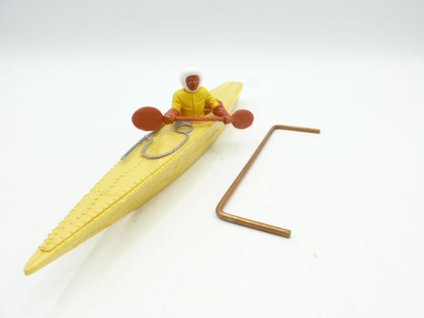 Timpo Toys Eskimo kayak, beige, driver yellow - top condition