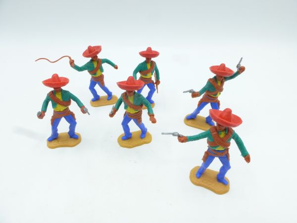 Timpo Toys Beautiful set of Mexicans on foot (6 figures), green/yellow